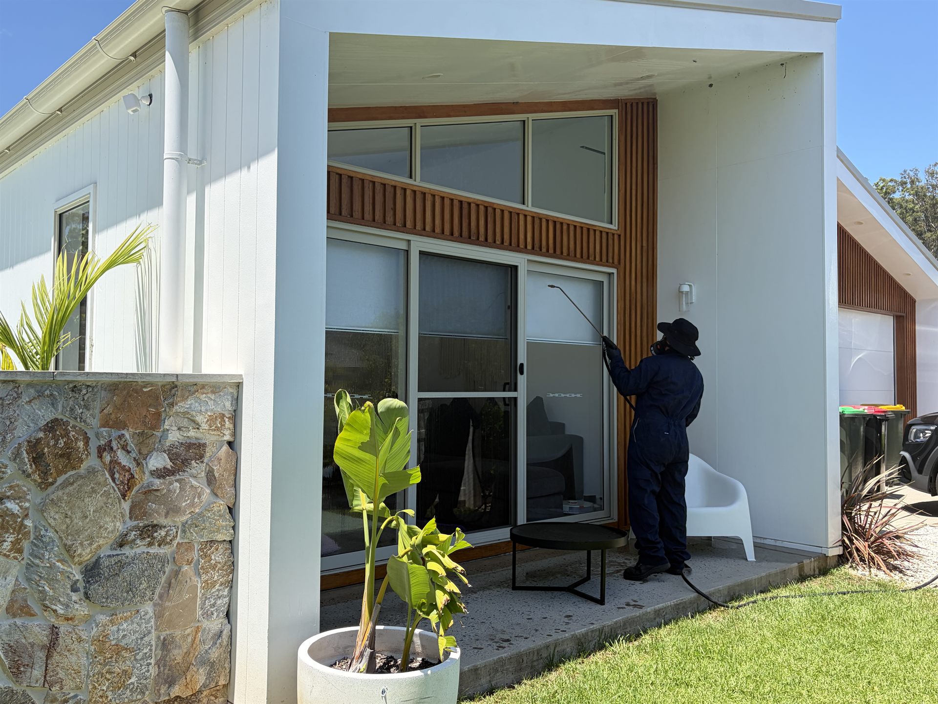 Fumatex technician treating the exterior of a Port Macquarie home